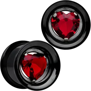 13mm Red Heart Black Anodized Titanium Internally Threaded Plug Set