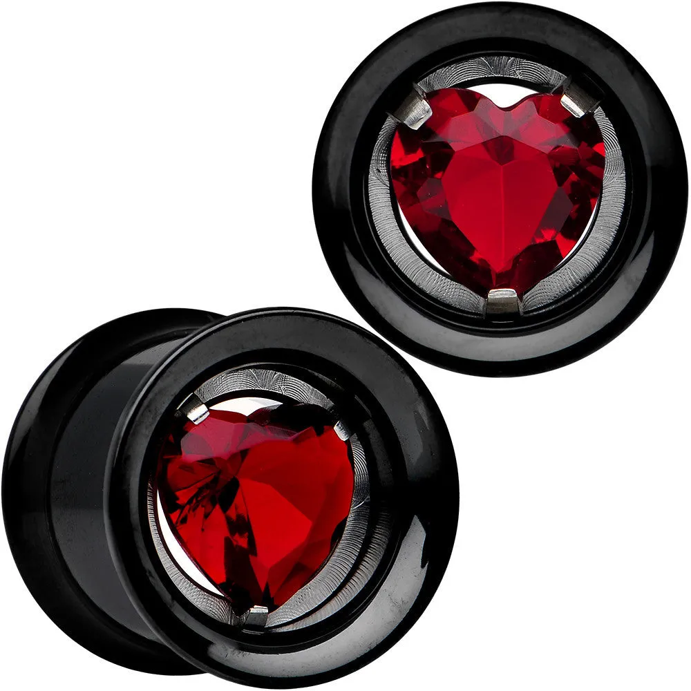 13mm Red Heart Black Anodized Titanium Internally Threaded Plug Set