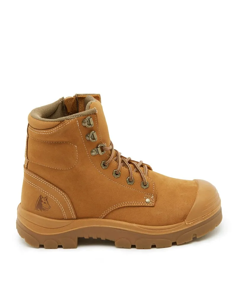 Argyle Lace Up Boot with Zip and Bump Cap - Wheat