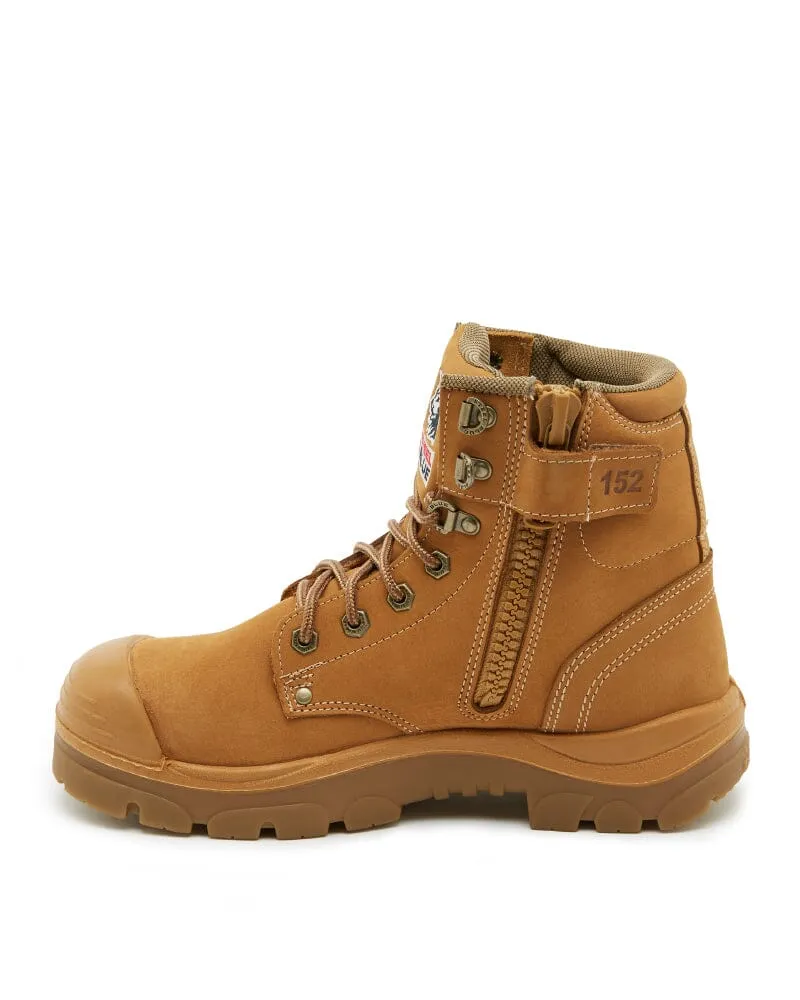 Argyle Lace Up Boot with Zip and Bump Cap - Wheat