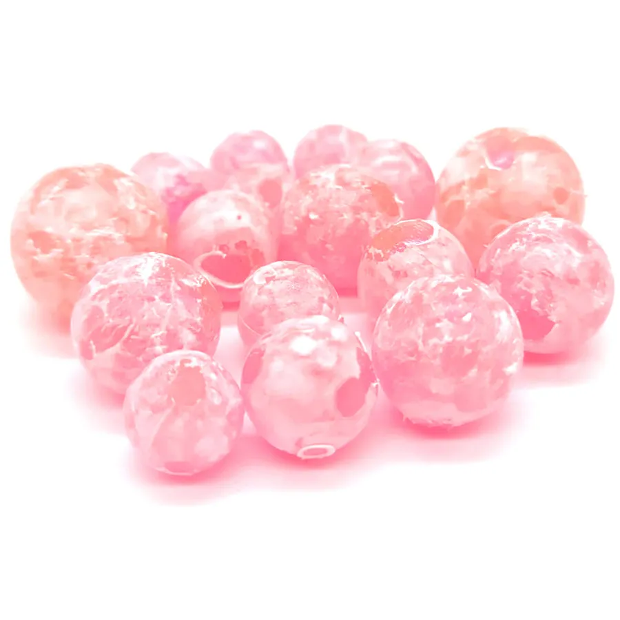 BnR Tackle Soft Beads, 18mm, Mottled Pink, Neutral Buoyancy, 8/pack