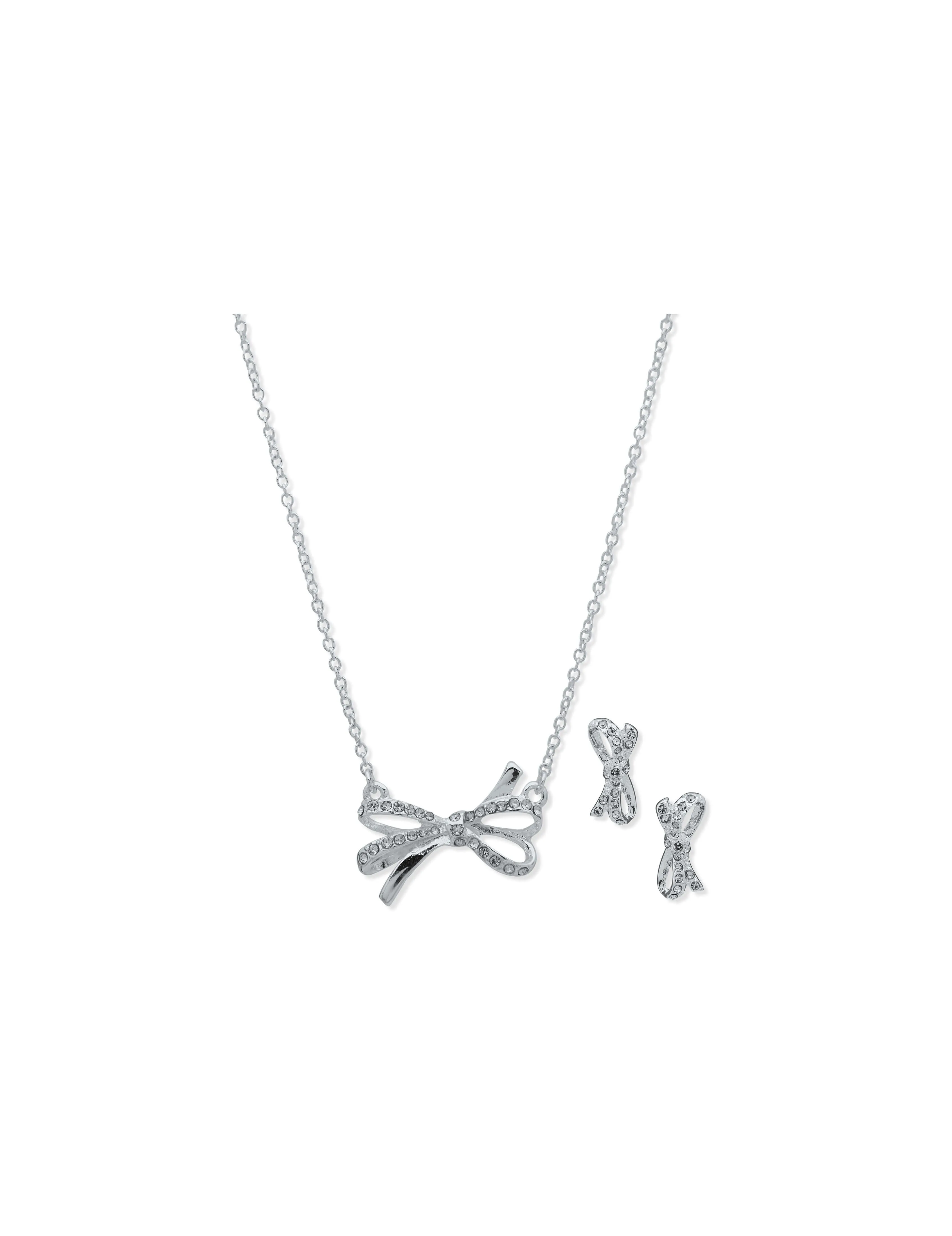 Bow Necklace and Earring Set in Pouch