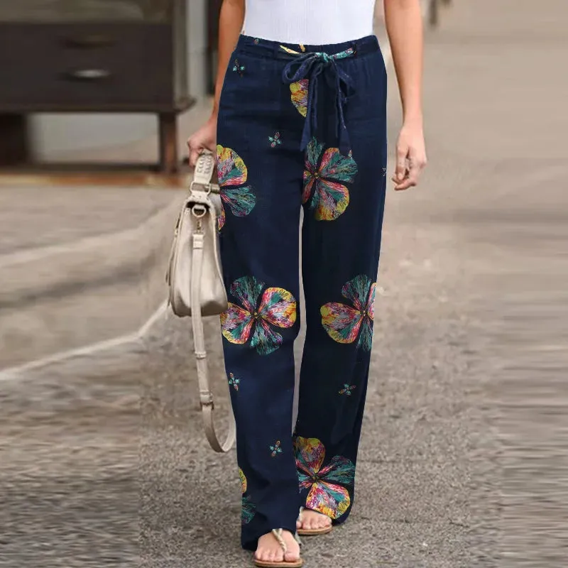 Casual Flower Print Pants