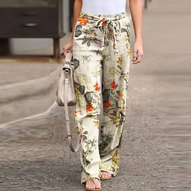 Casual Flower Print Pants