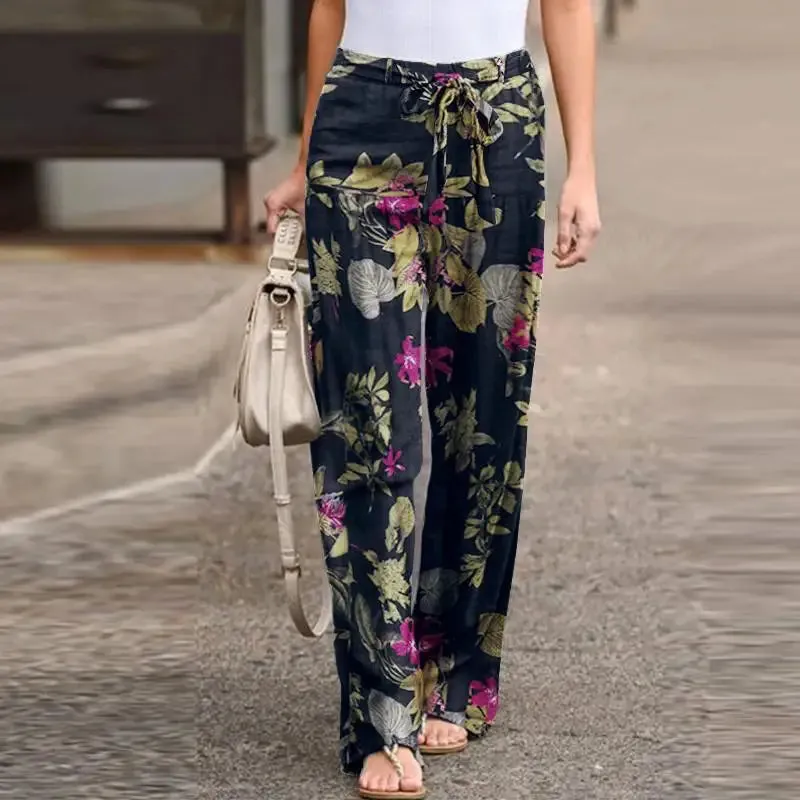 Casual Flower Print Pants