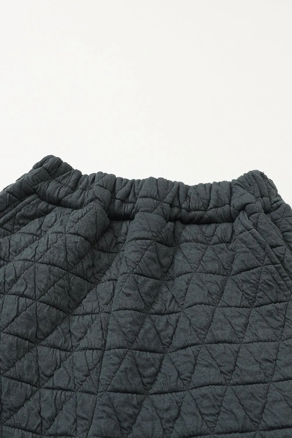 Charcoal Quilted Casual Set: Pullover & Trousers Combo