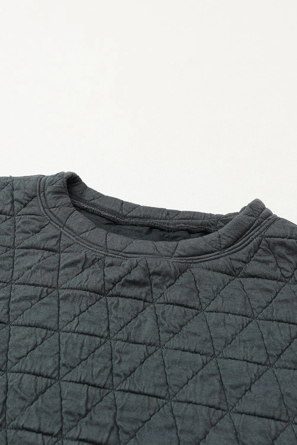 Charcoal Quilted Casual Set: Pullover & Trousers Combo