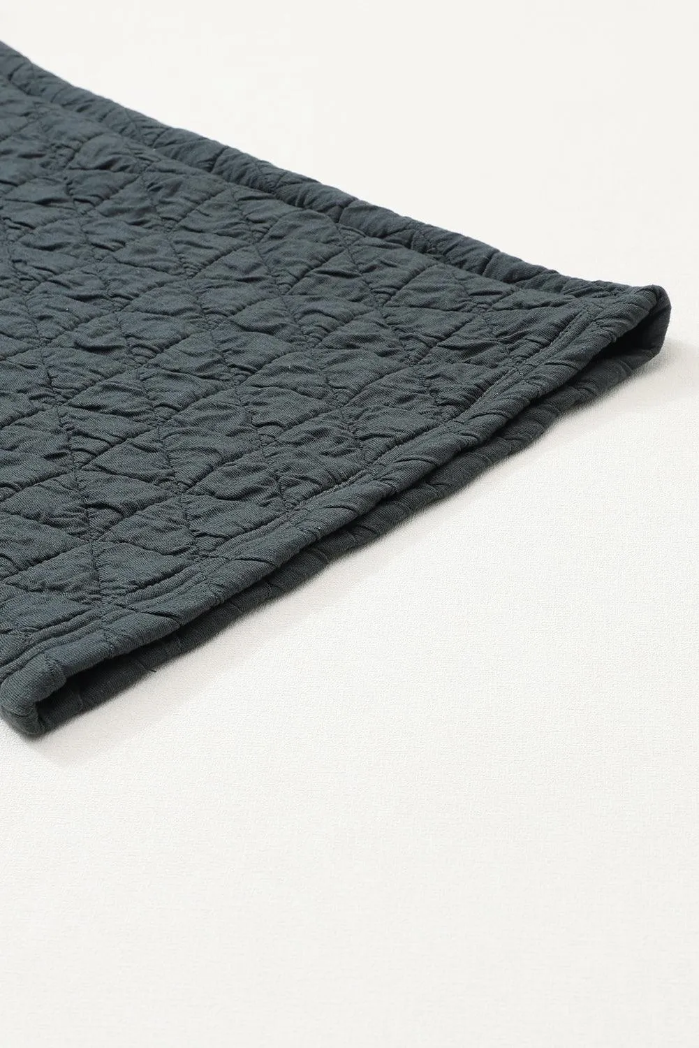 Charcoal Quilted Casual Set: Pullover & Trousers Combo