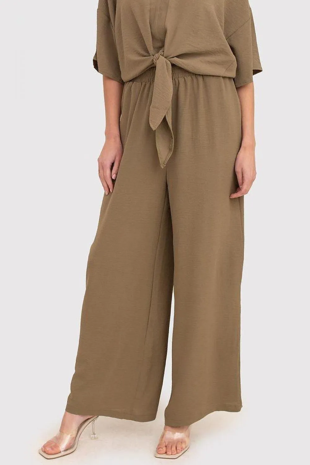 Chic Black Linen Trousers with Elastic Waistband