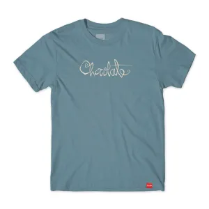 Chocolate Script S/S Tee - Stone Blue