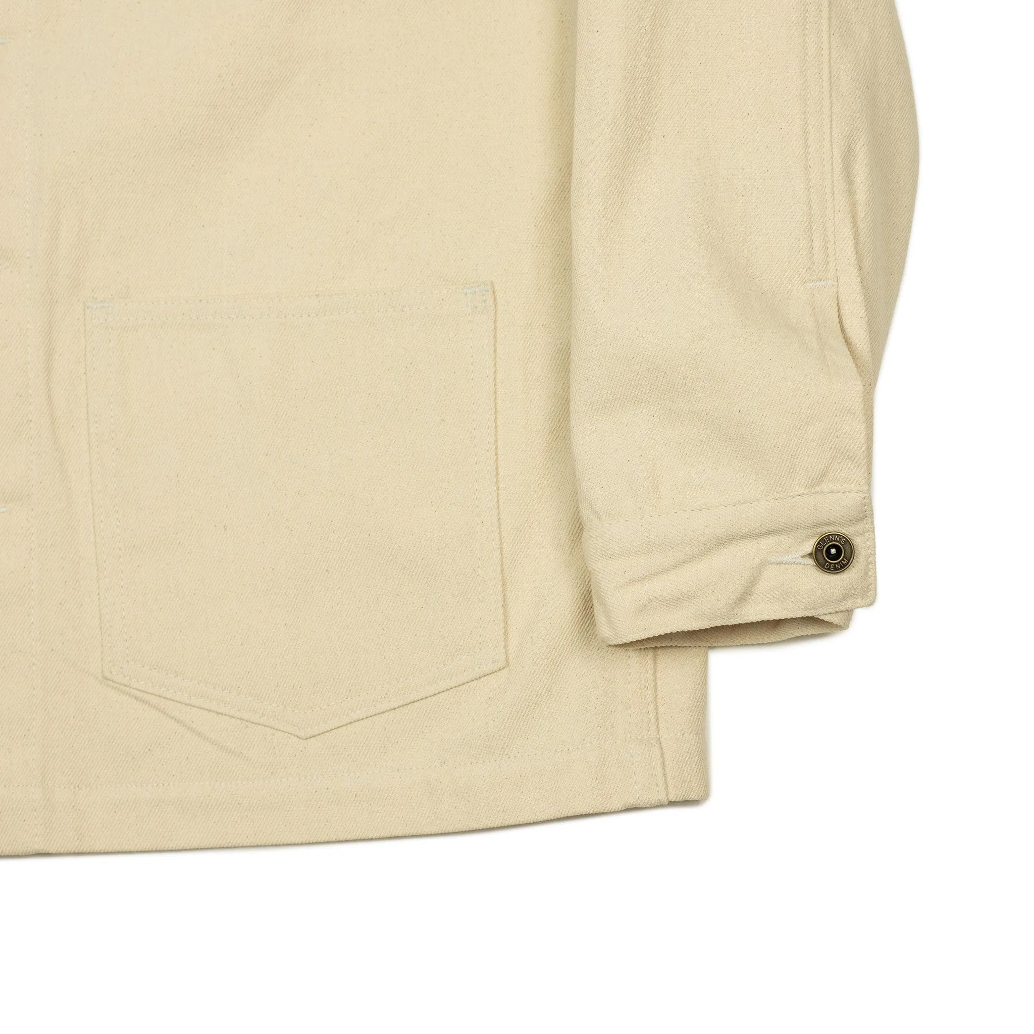 Chore jacket in reversed cream brushed back cotton twill