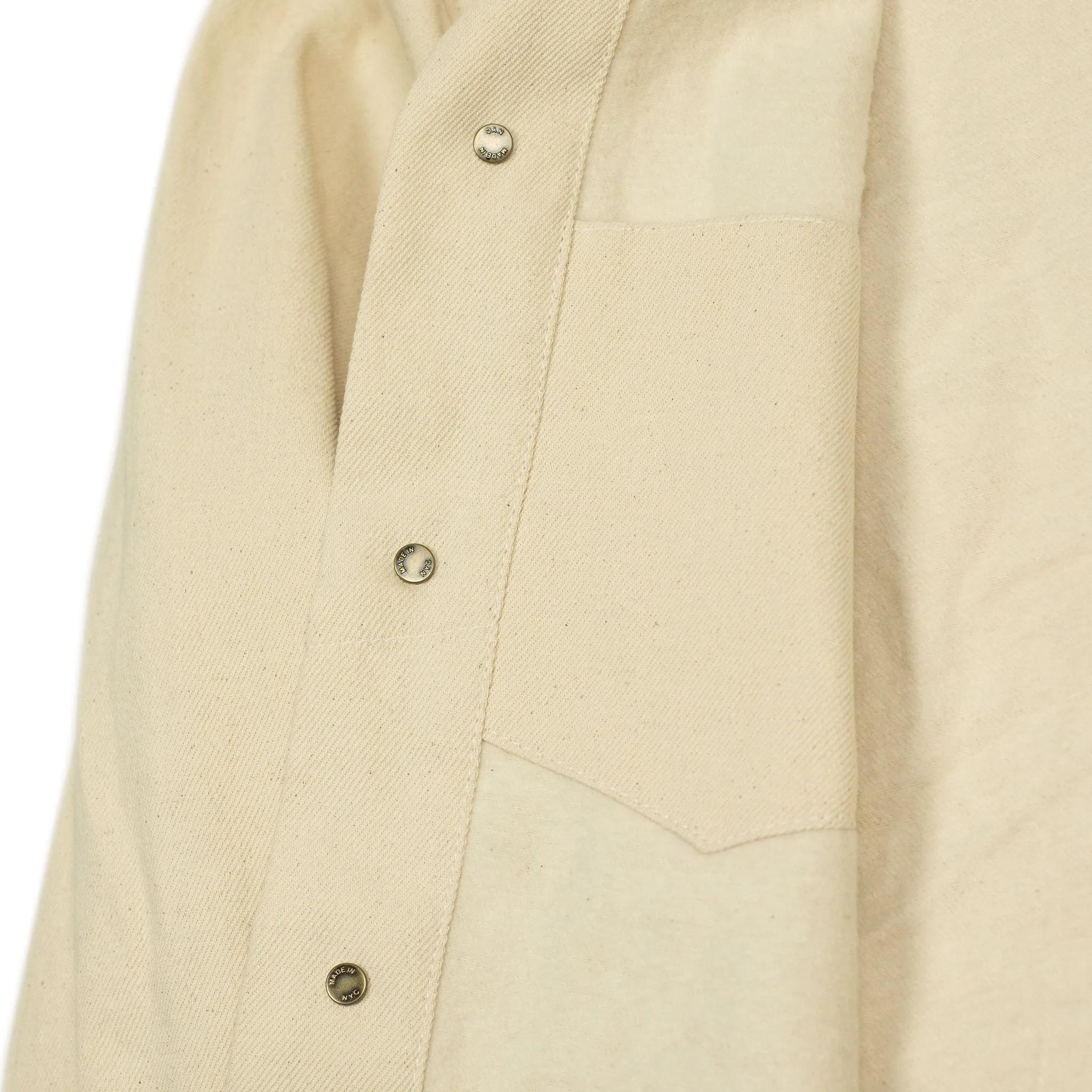 Chore jacket in reversed cream brushed back cotton twill