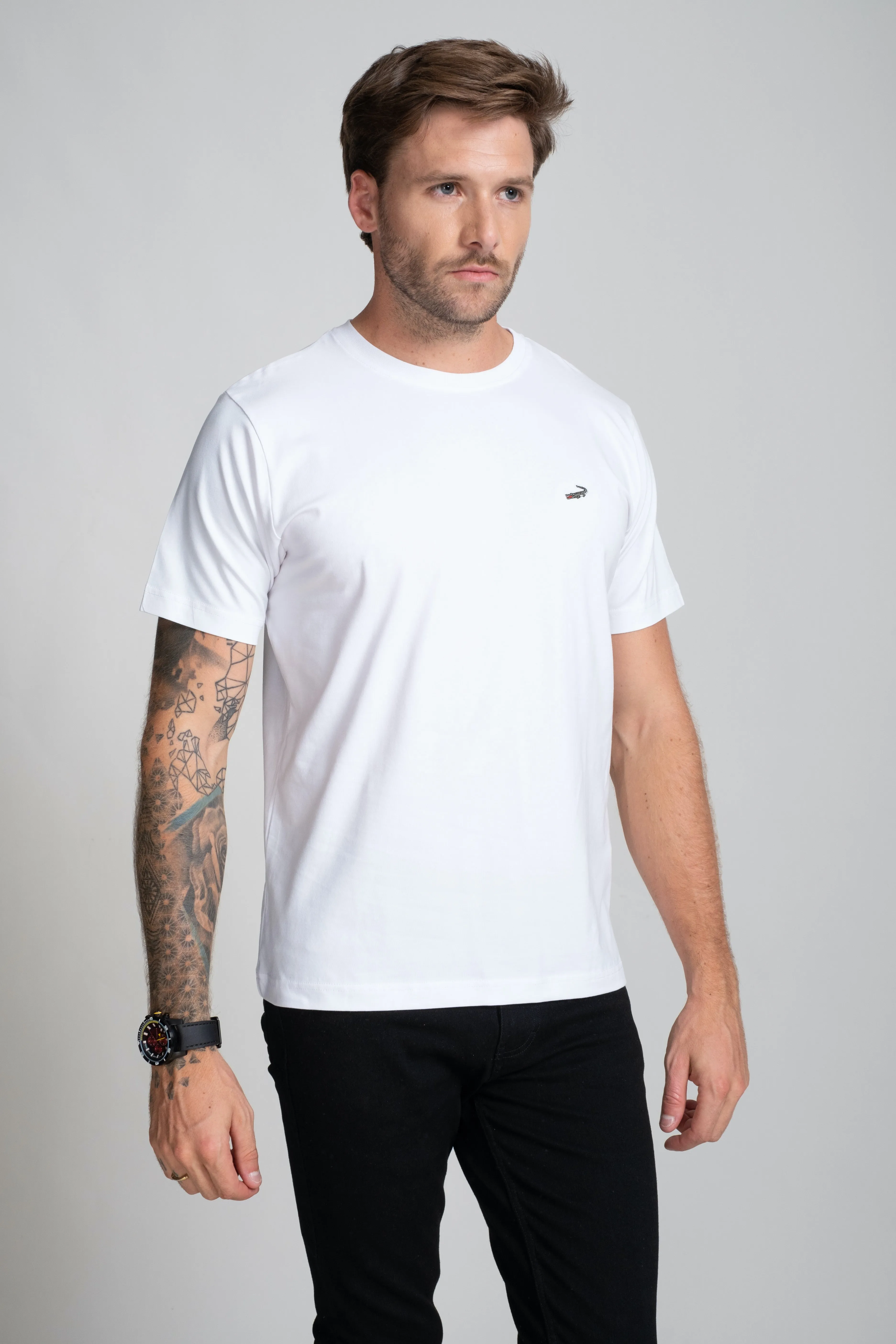 Classic Fit Short sleeves-CasualCrew Neck - Snow White