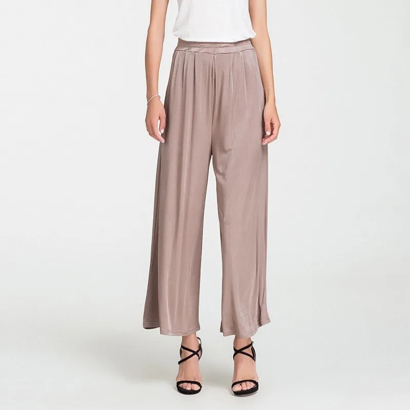 Comfortable Mulberry Silk Wide Leg Women's Pants