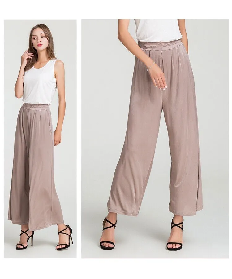 Comfortable Mulberry Silk Wide Leg Women's Pants