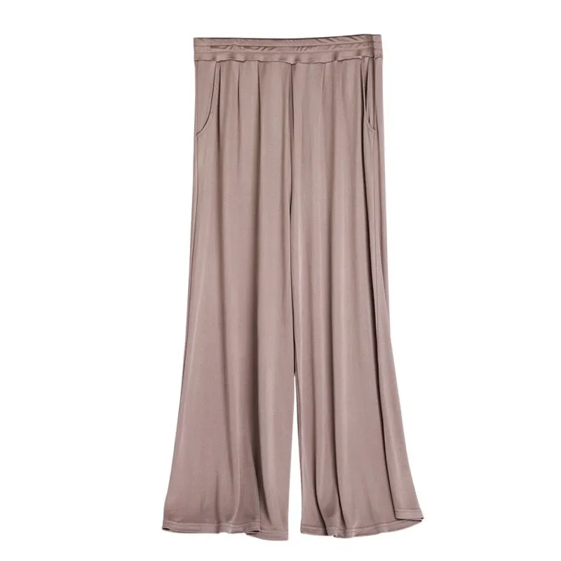 Comfortable Mulberry Silk Wide Leg Women's Pants