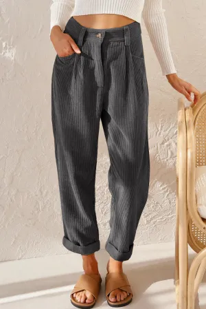 Corduroy High Waist Straight Leg Pants