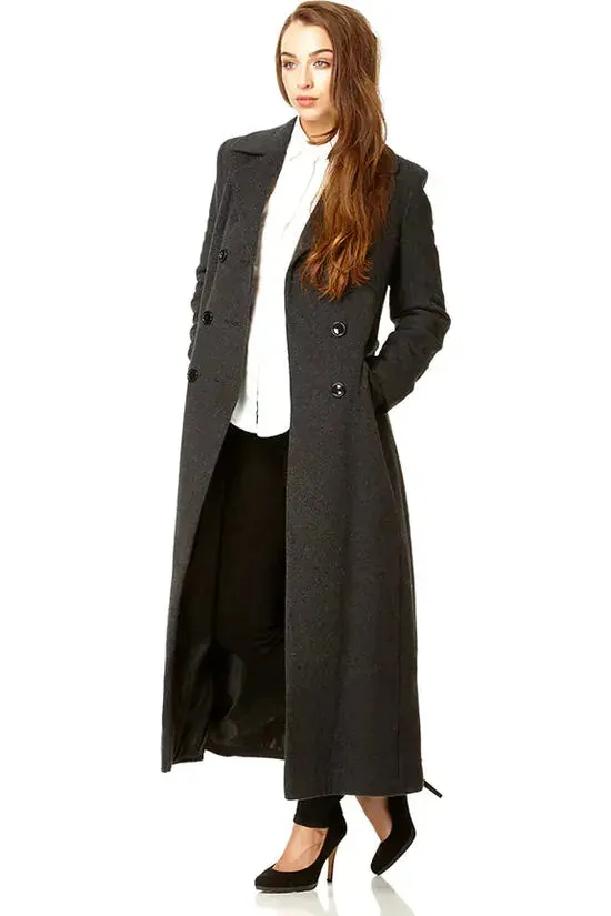 De La Creme Fashions Wool Blend Double Breasted Long Coat