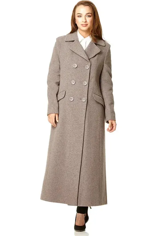 De La Creme Fashions Wool Blend Double Breasted Long Coat