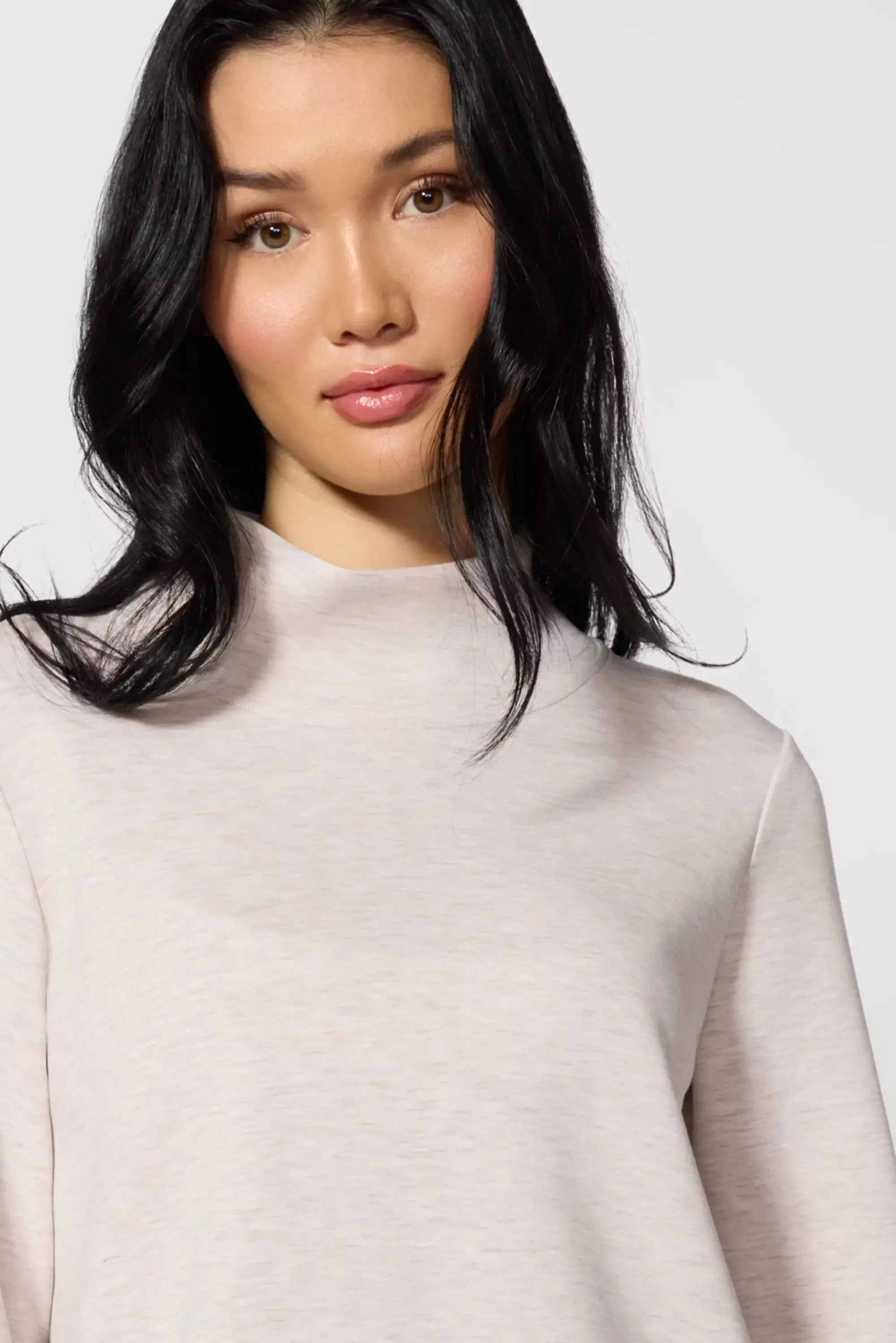 Dreamweave Mock Neck Sweatshirt - Htr Moonbeam