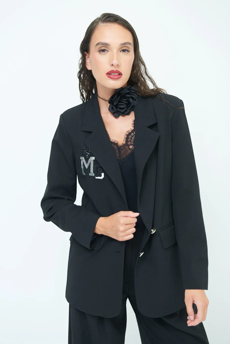 Embellished blazer with notched lapel wholesale