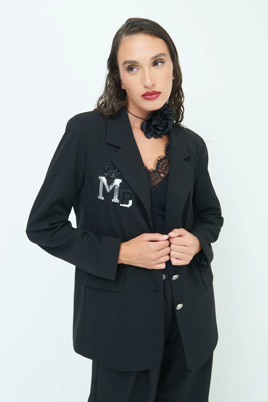 Embellished blazer with notched lapel wholesale