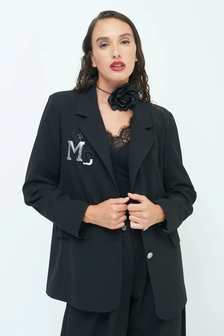 Embellished blazer with notched lapel wholesale