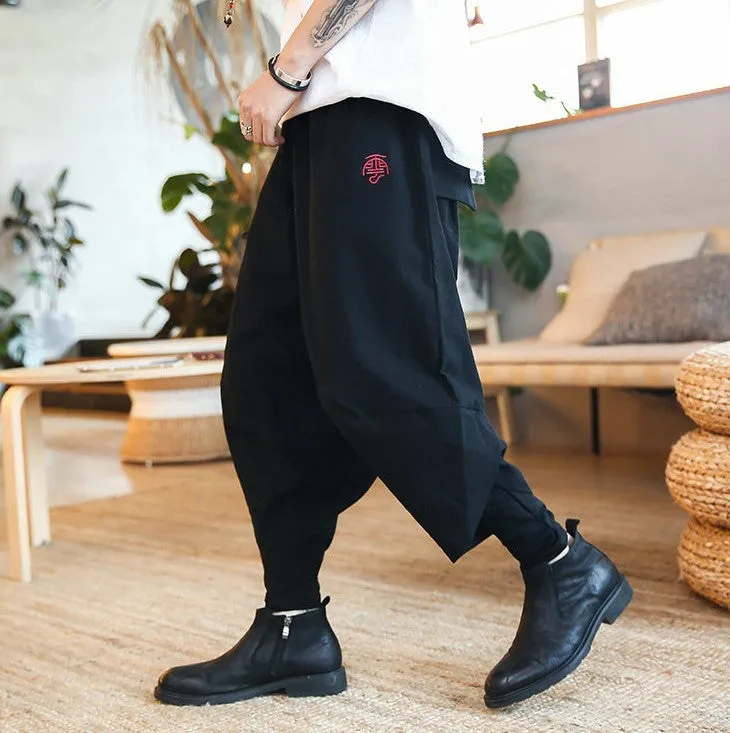 Embroidered Layered Pants- Japanese Streetwear