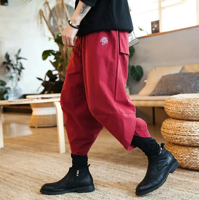 Embroidered Layered Pants- Japanese Streetwear