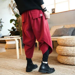 Embroidered Layered Pants- Japanese Streetwear