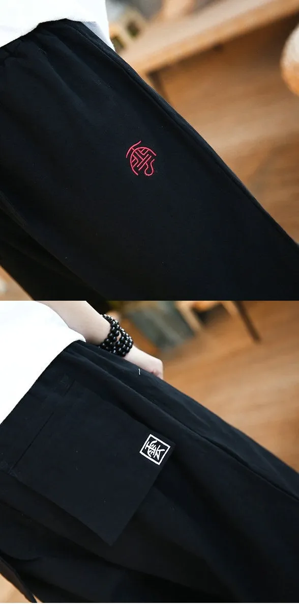 Embroidered Layered Pants- Japanese Streetwear