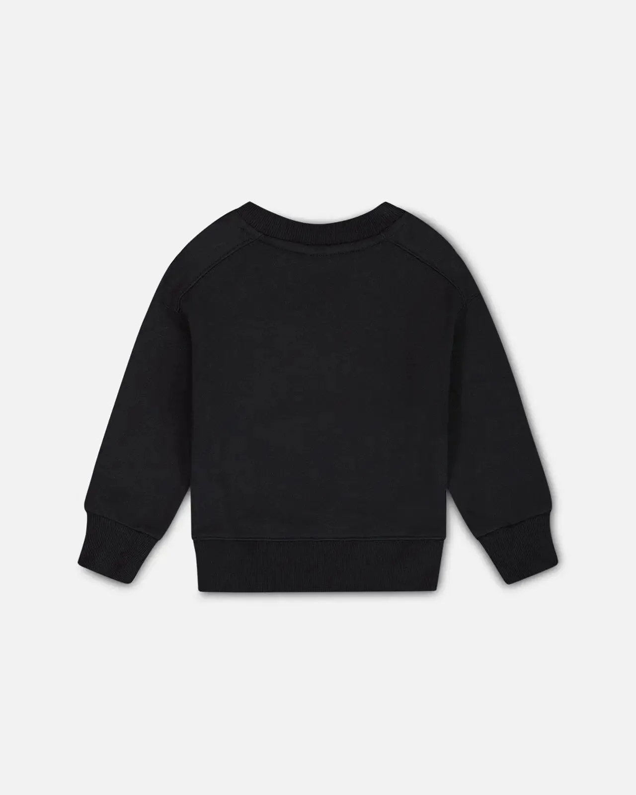 Fleece Sweatshirt With Print Black