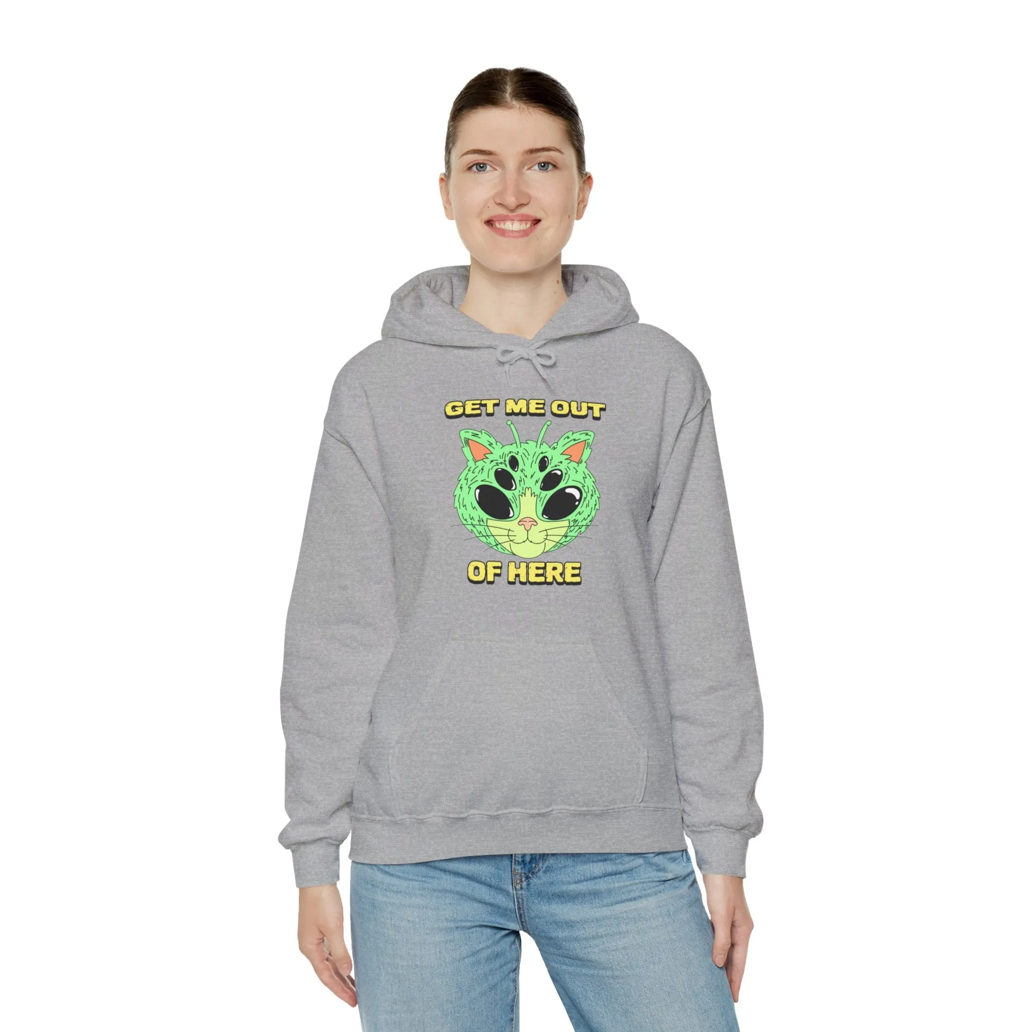 Get Me Out Of Here Funny Cat Alien Hoodie