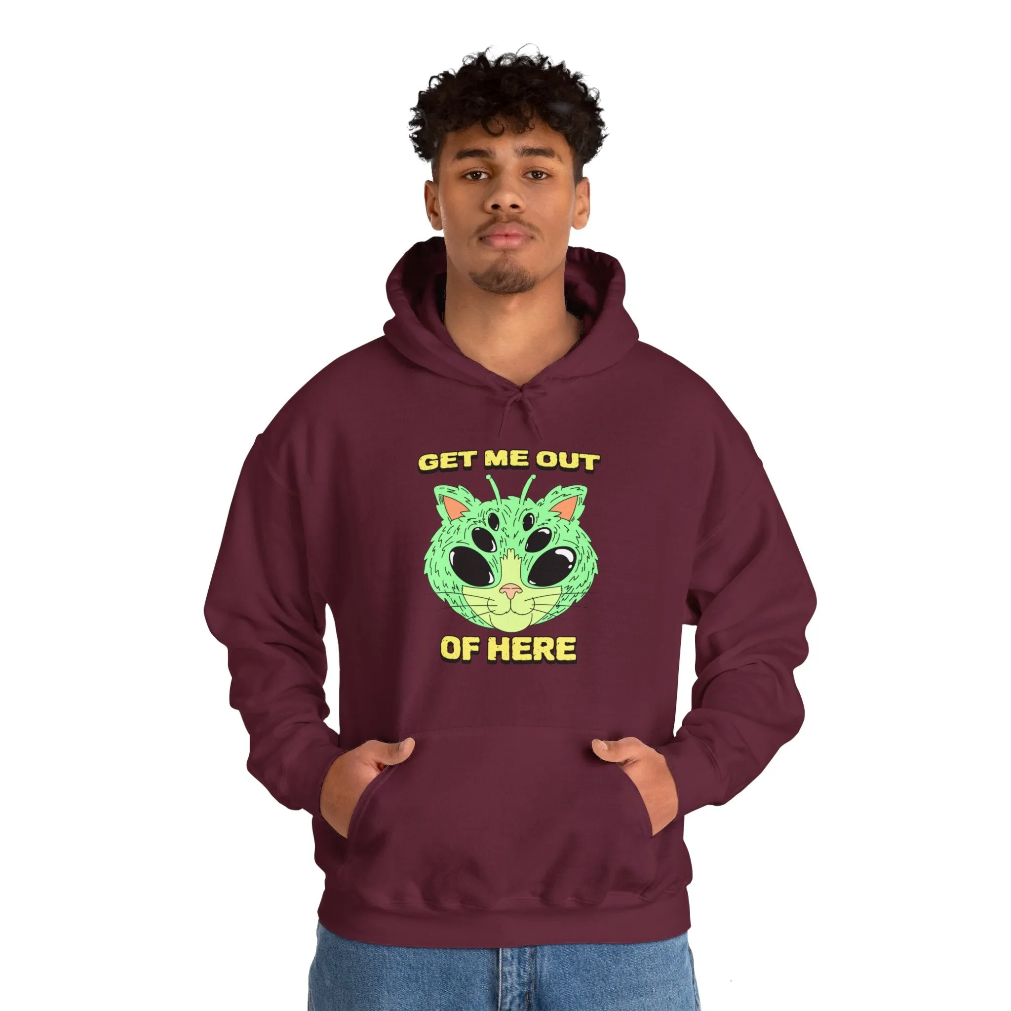 Get Me Out Of Here Funny Cat Alien Hoodie