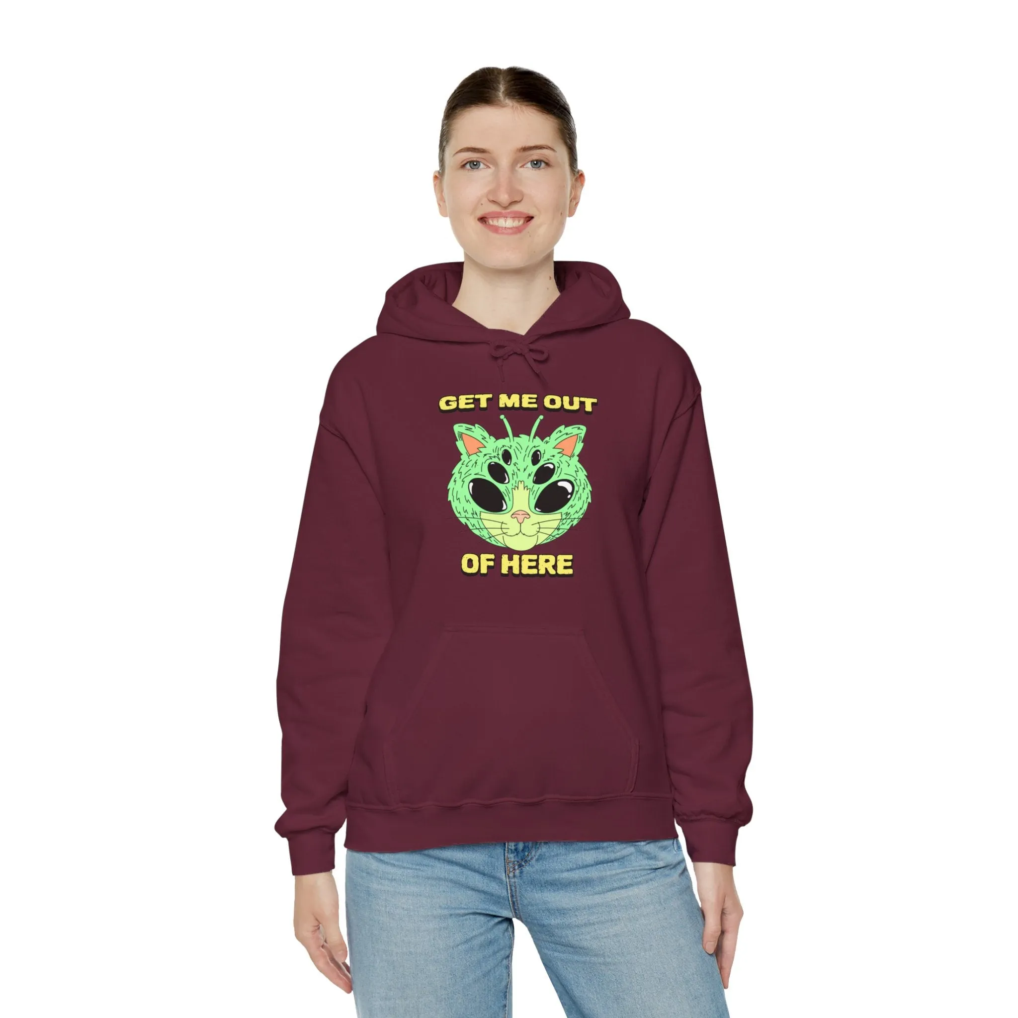 Get Me Out Of Here Funny Cat Alien Hoodie