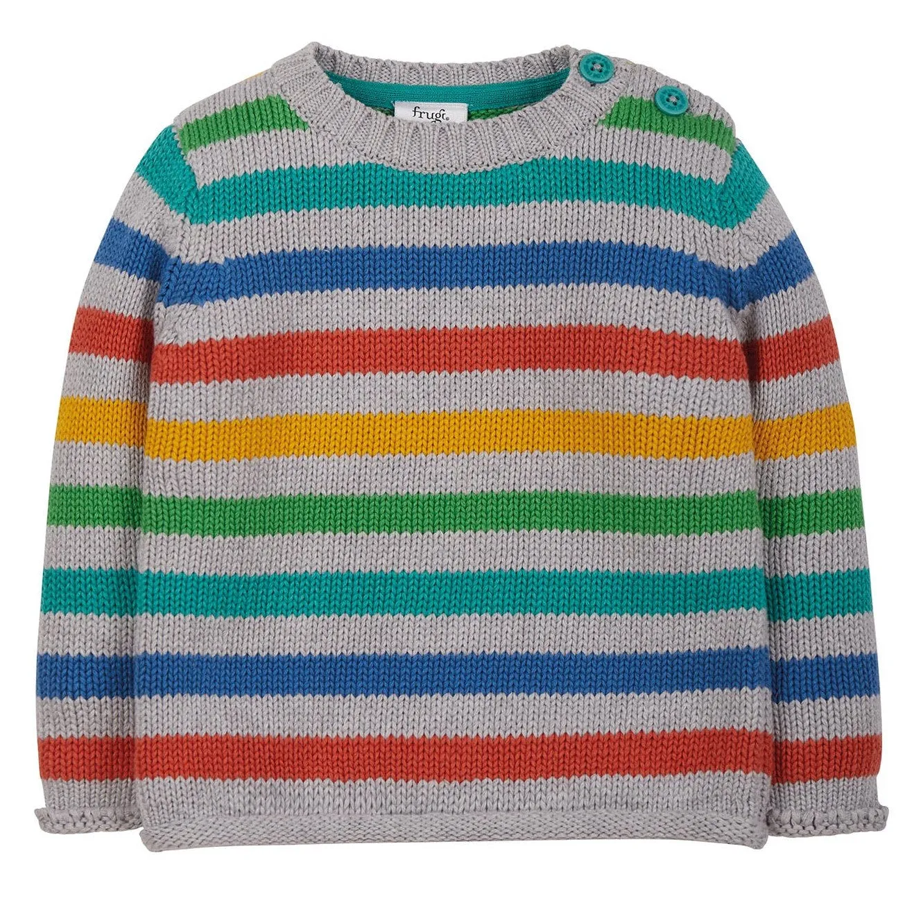 Grey Marle Rainbow Stripe Cotton Jumper (3 - 4 years)