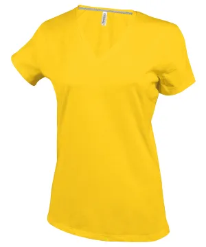 Ladies short-sleeved V-neck T-shirt | Yellow