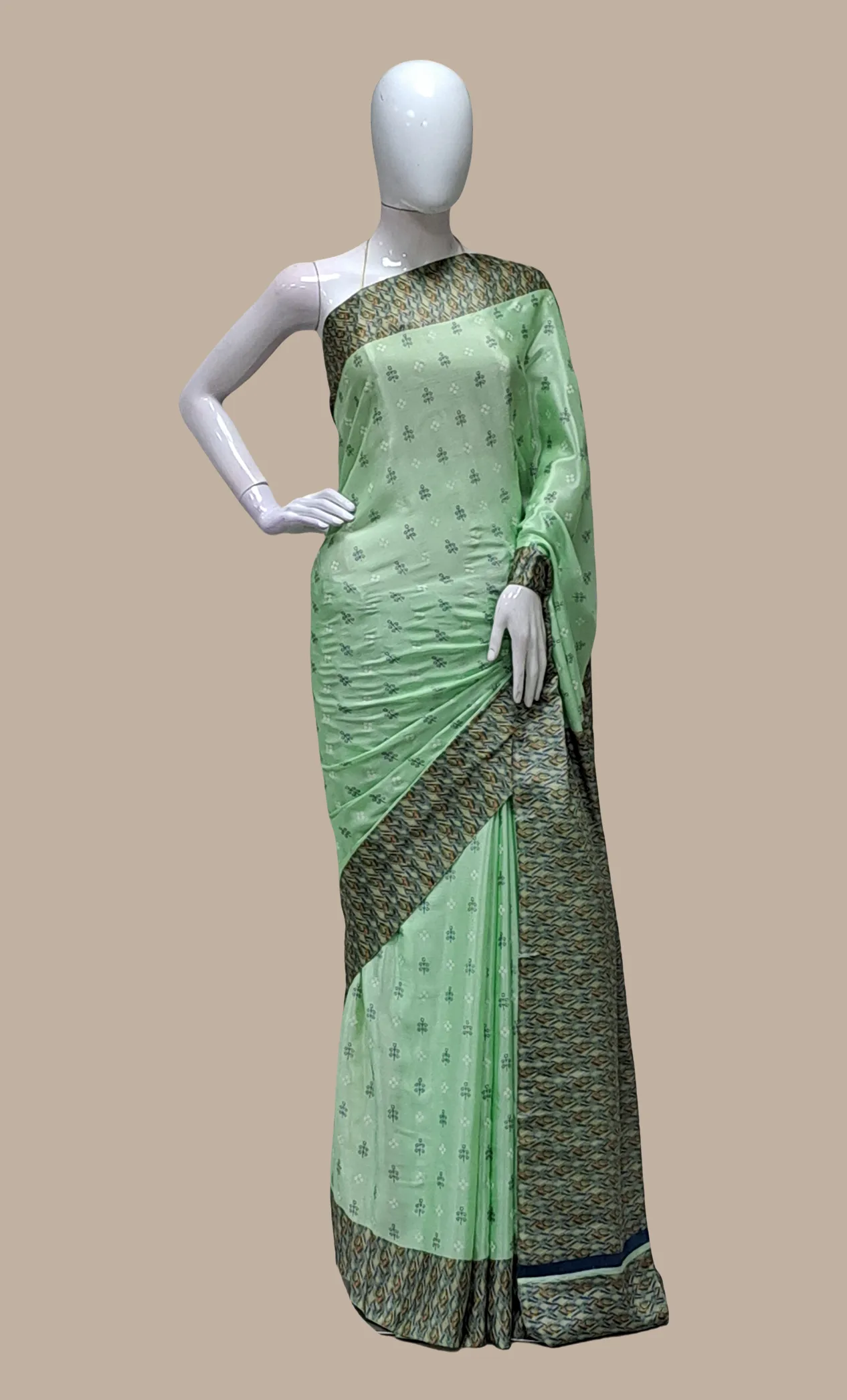 Light Mint Printed Sari