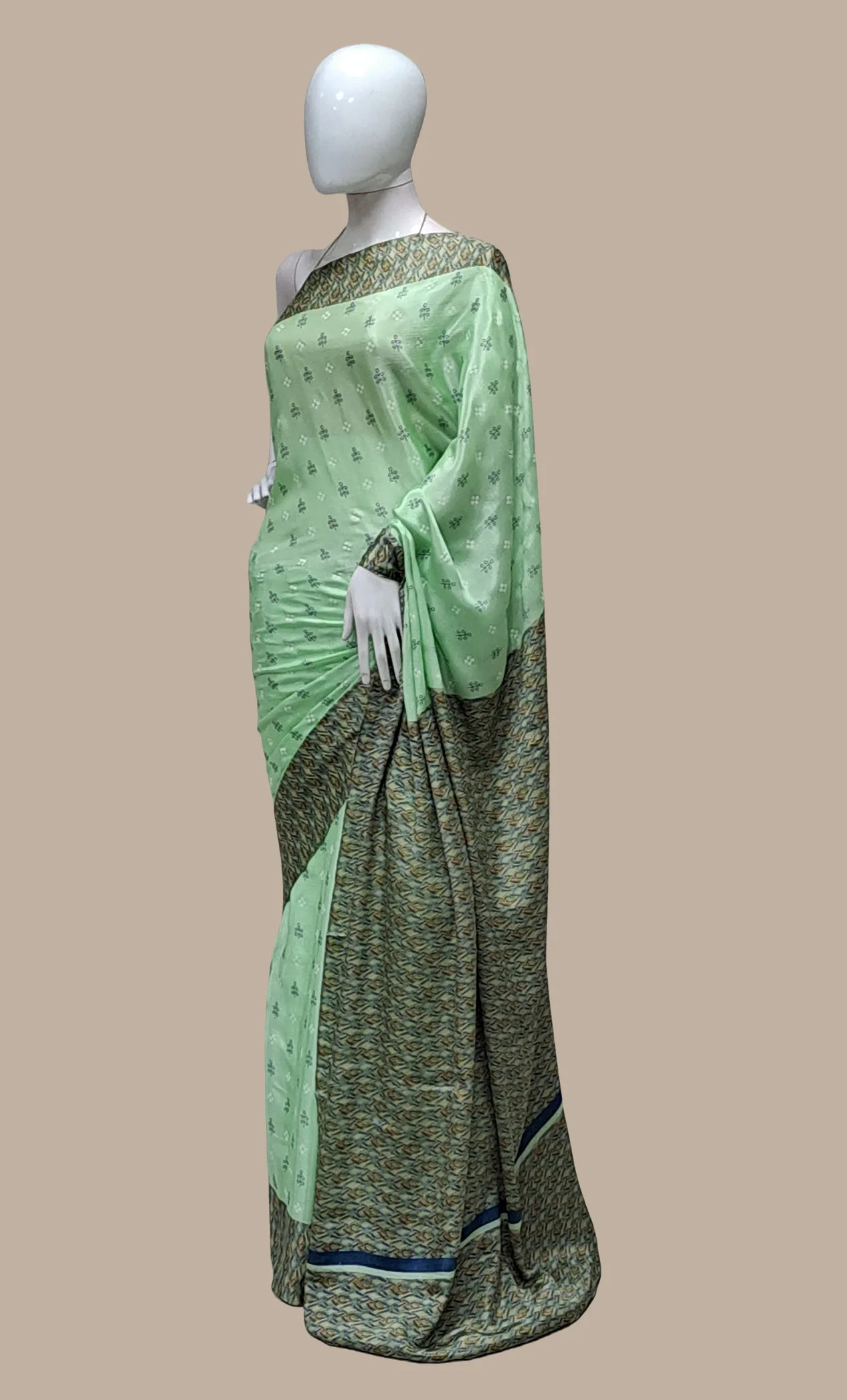 Light Mint Printed Sari