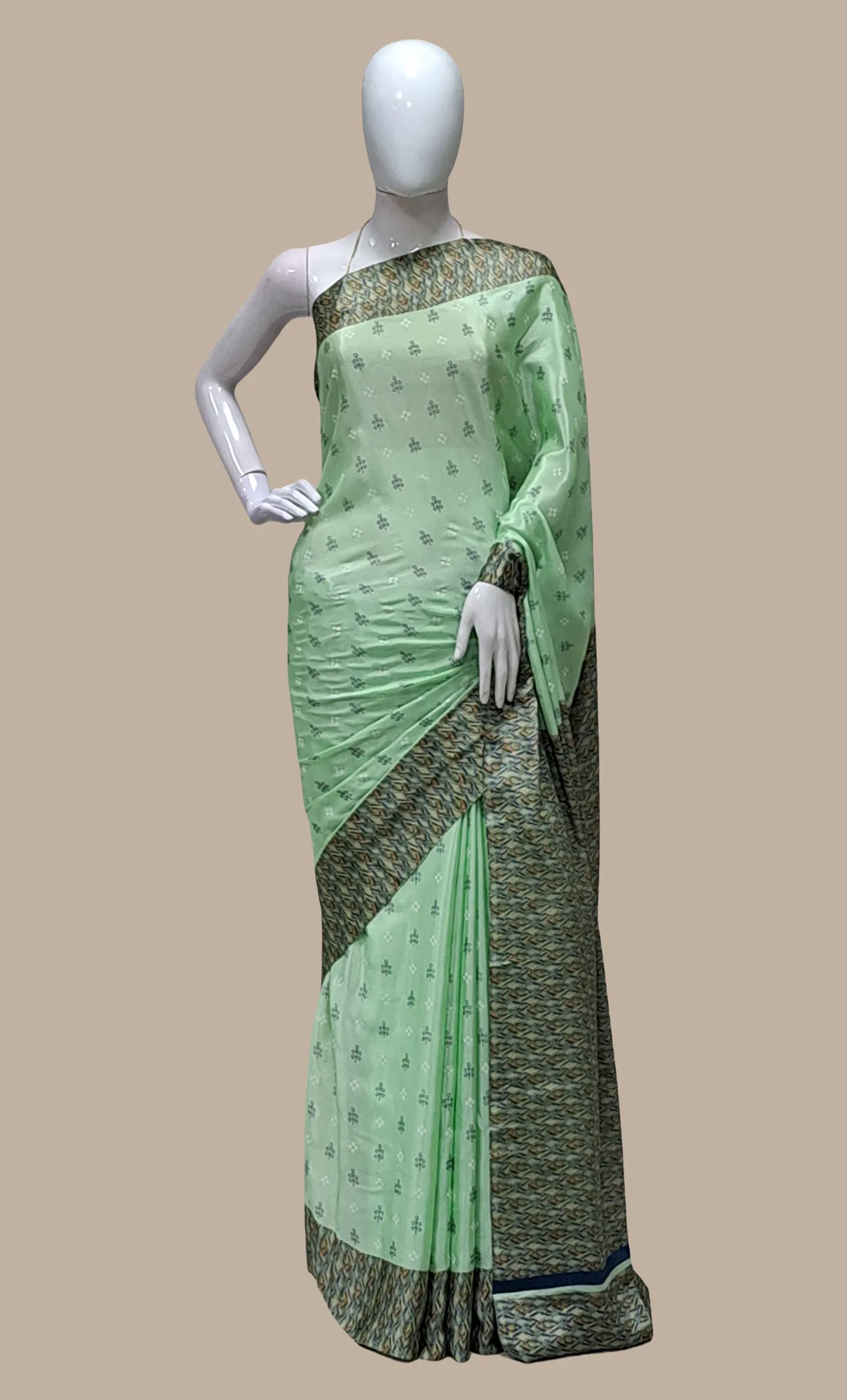 Light Mint Printed Sari