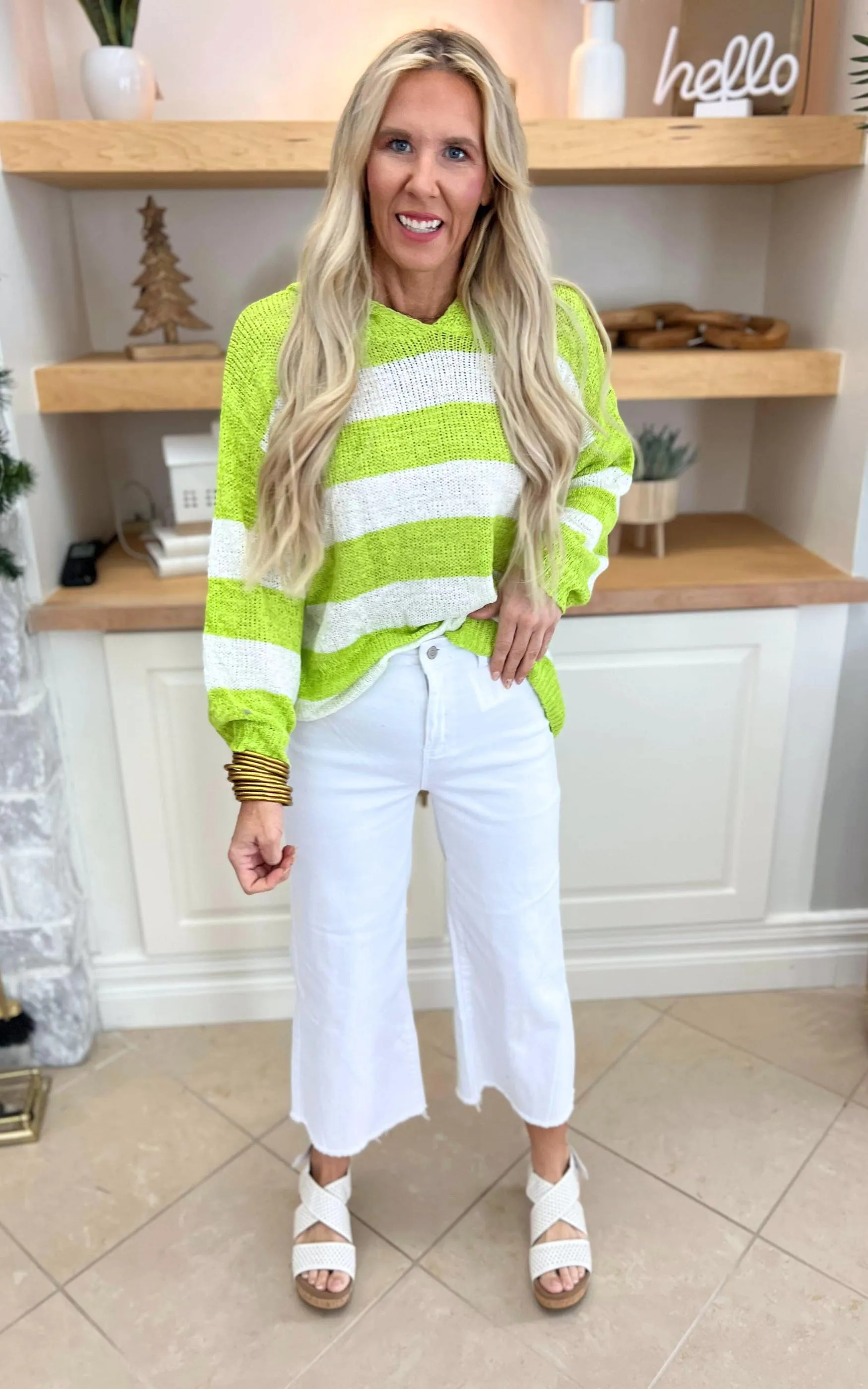 Lime Colorblock Hooded Sweater - Final Sale