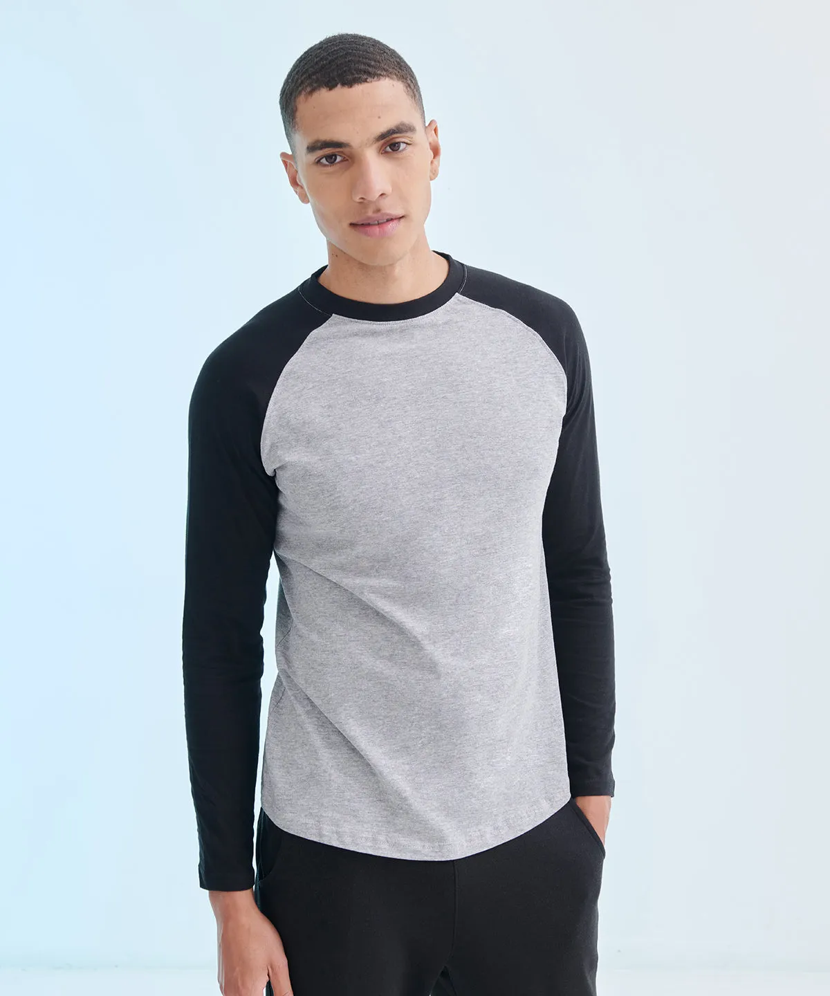 Long sleeve baseball t-shirt | Heather Grey/Black