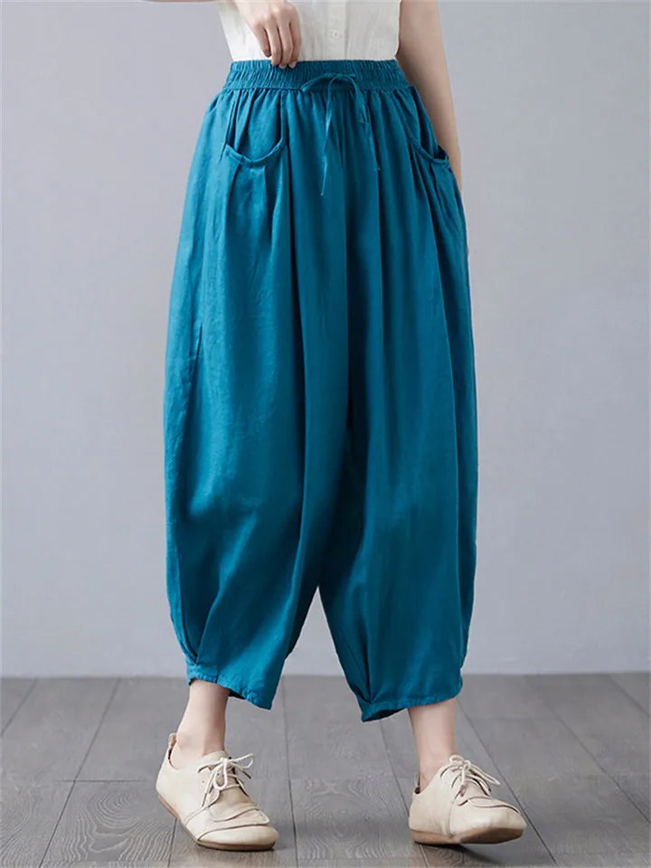 Loose Fit Plain Summer Comfortable Pants for Women