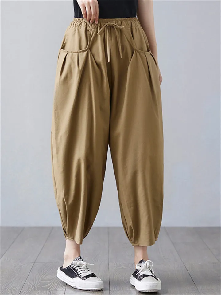 Loose Fit Plain Summer Comfortable Pants for Women