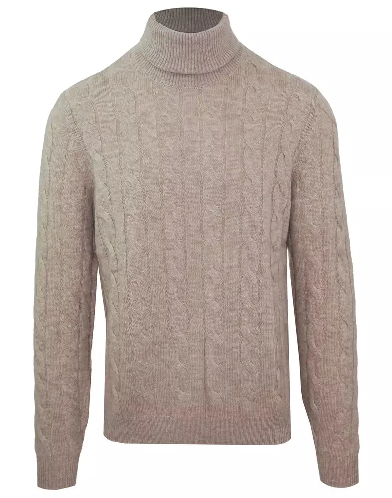 Malo Elegant Beige Wool-Cashmere Turtleneck Sweater