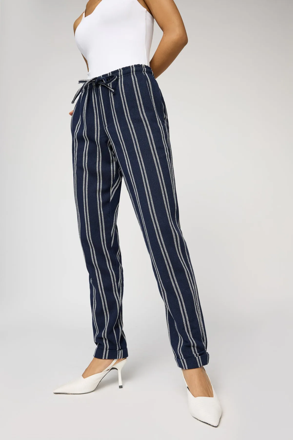 Maritime Navy and White Stripe Pants