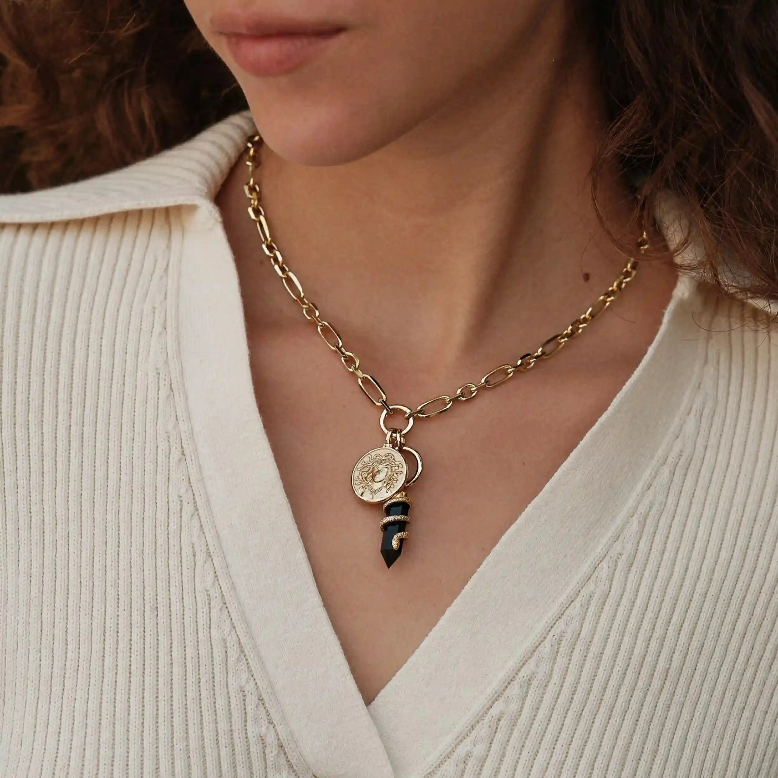 Medusa Statement Single Charm Necklace