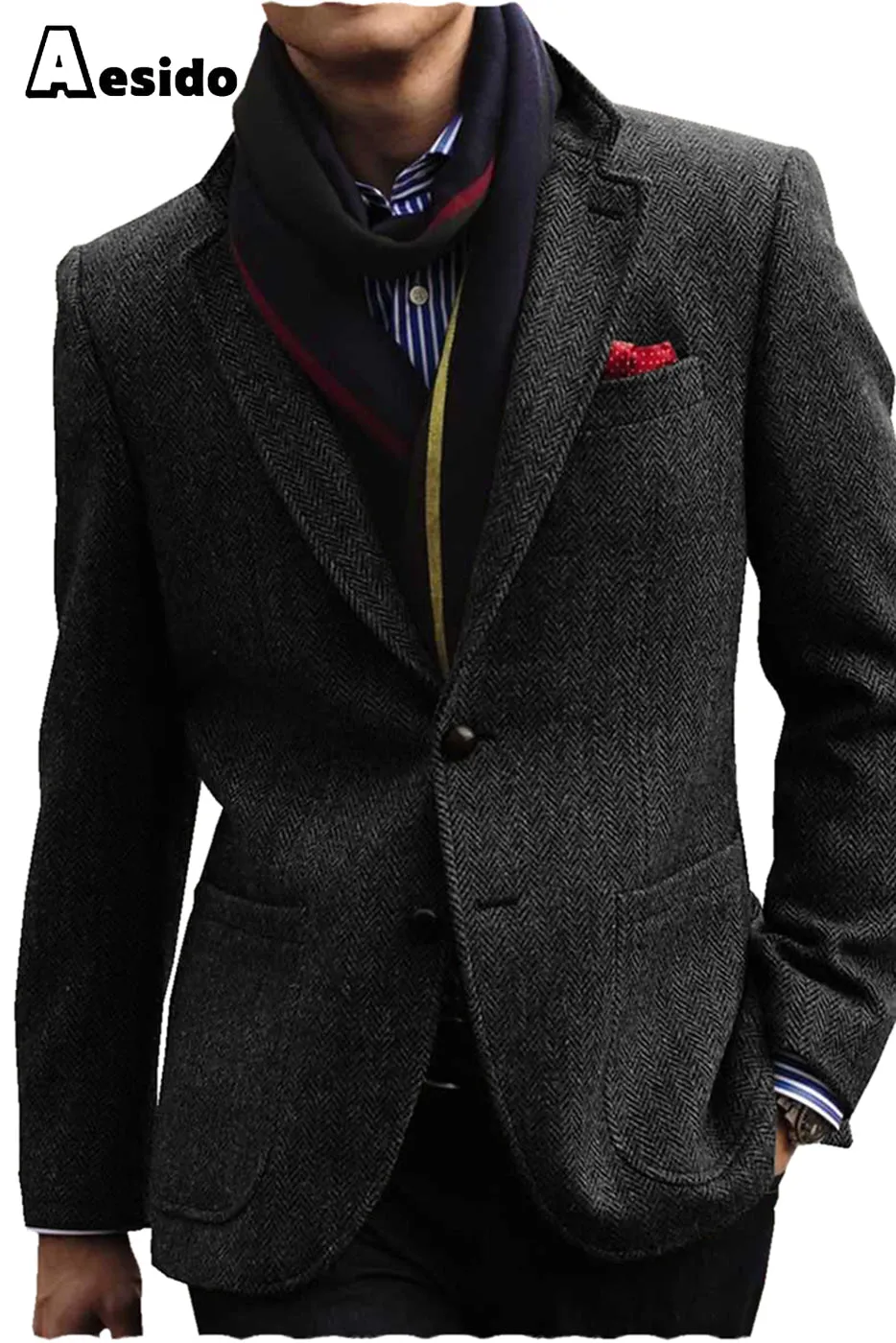 Men's Double Button Notch Lapel Blazer