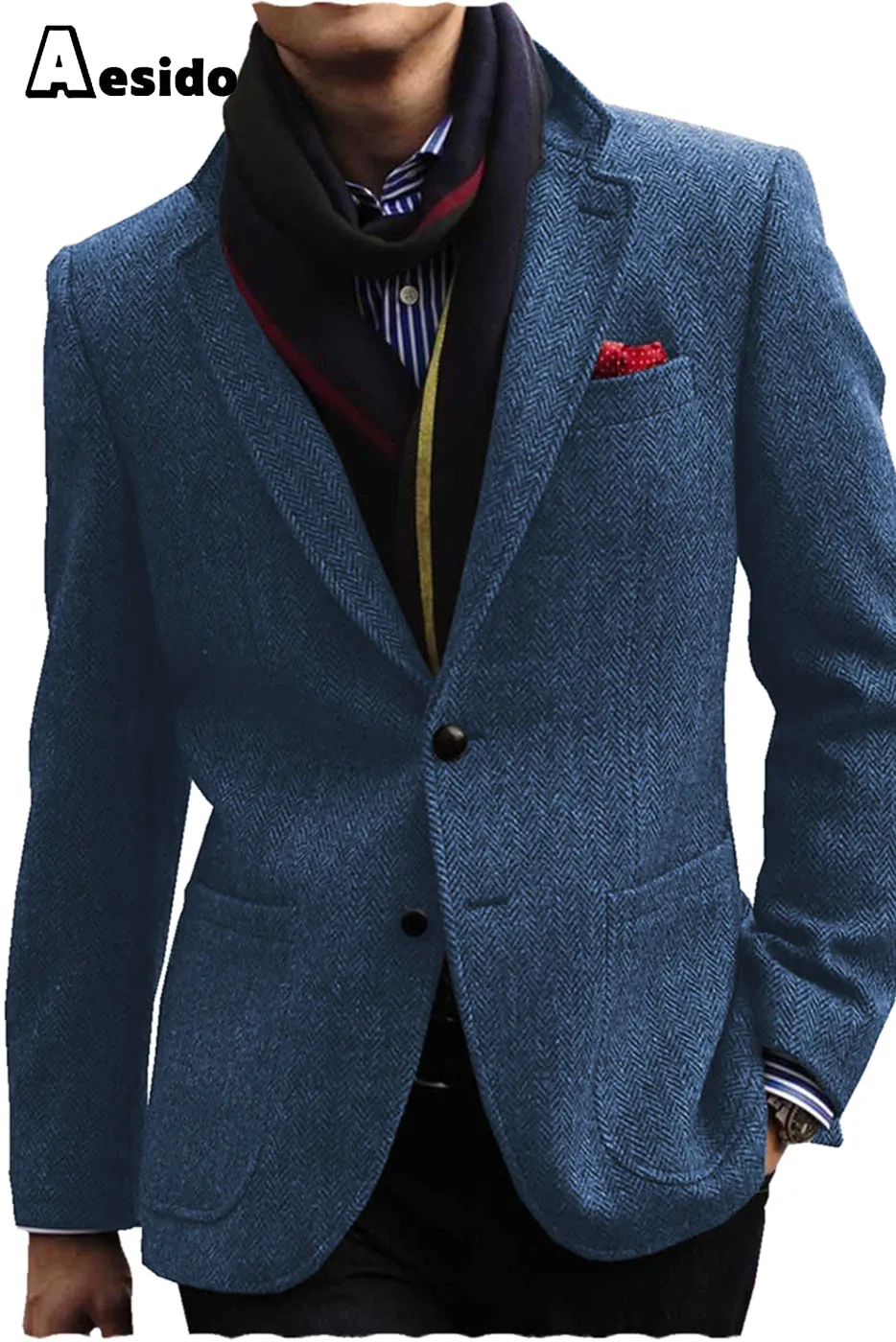 Men's Double Button Notch Lapel Blazer