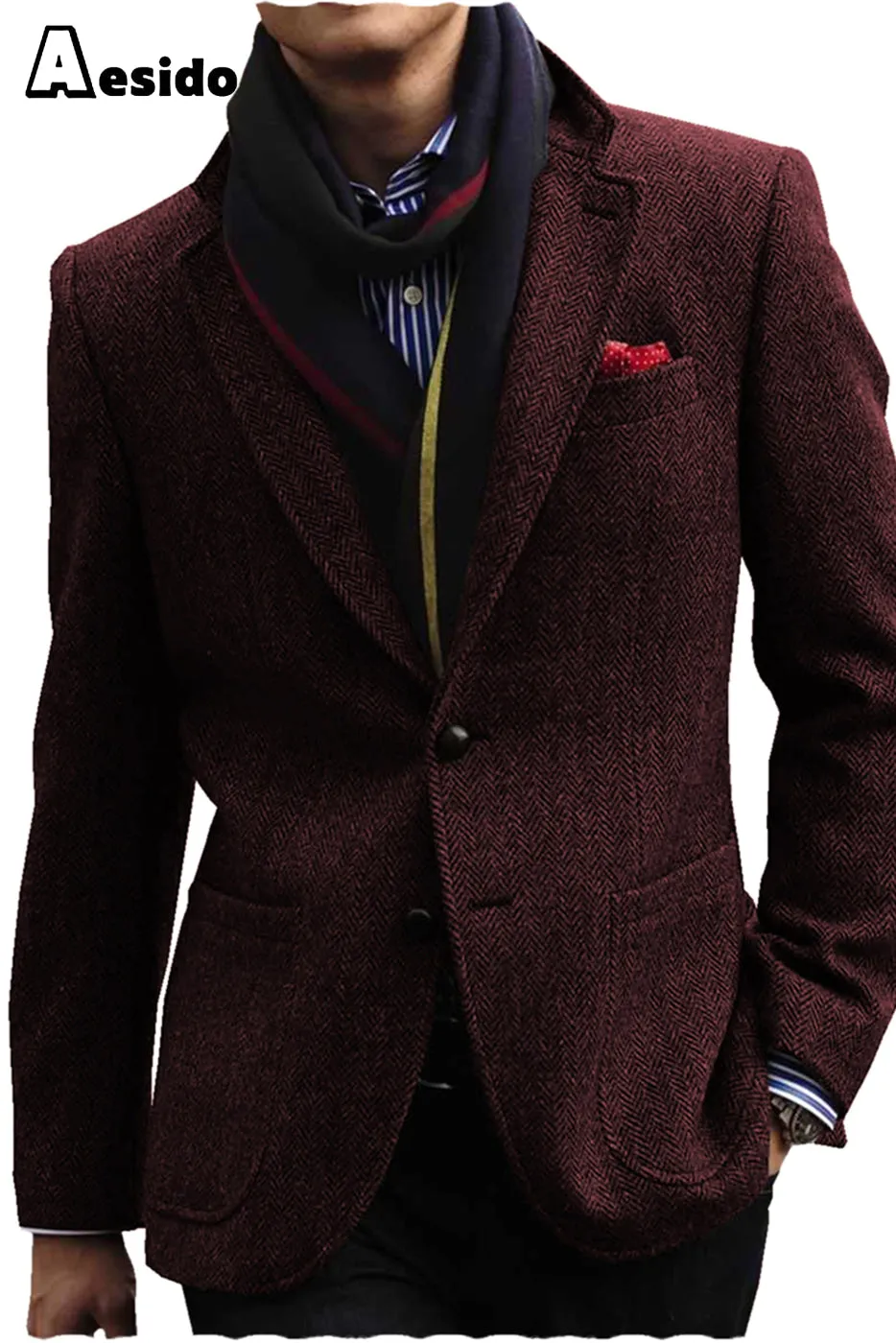 Men's Double Button Notch Lapel Blazer